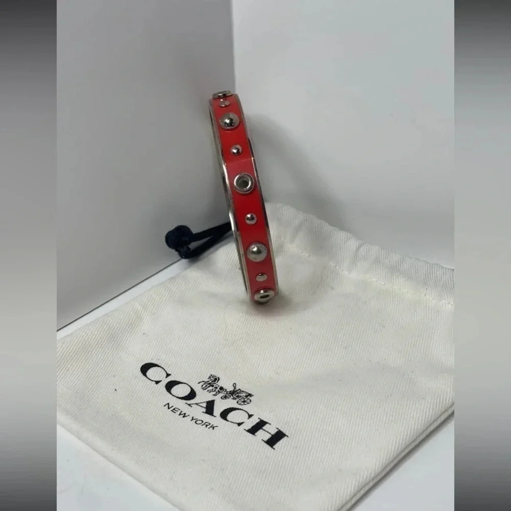COACH Vintage Y2K Coral Studded Metal Bangle Bracelet